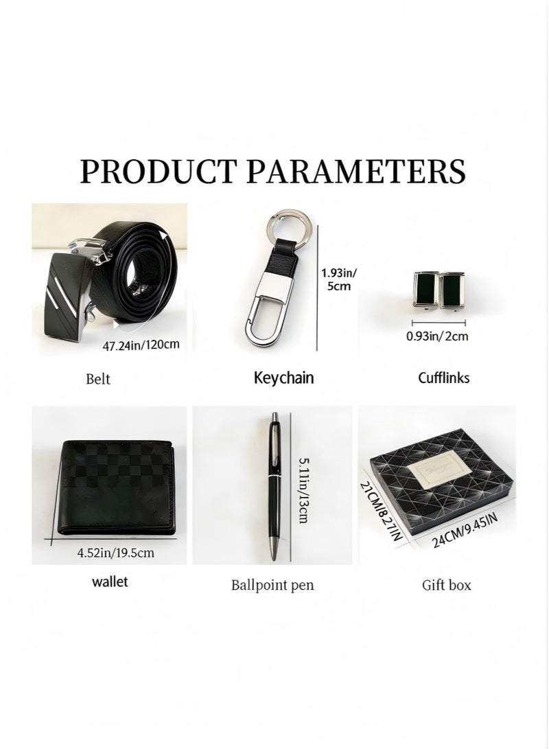 Luxury Gift Basket for men,Business Man Gift Box-5pcs(Wallet,Belt,Cufflinks,Pen,Keychain) Birthday gift box,Ramadan Gift Set, Birthday Gift Set, Family Anniversary, Valentine's Day, Father's Day,  Family Anniversary, Thanksgiving Day, Christmas, Colleague Care, Corporate Care Gift Set, Graduation Gift, Ramadan Festival Gift, For your Dearest Family Members, Father, Husband, Boyfriend,Son, Brother, Partner, Colleague, Teacher, Classmate,Male friend gifts, Brotherly bonds - Image 2